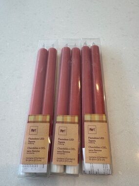 Pier 1 Burnt orange  Flameless LED Taper Candles - Set of 6